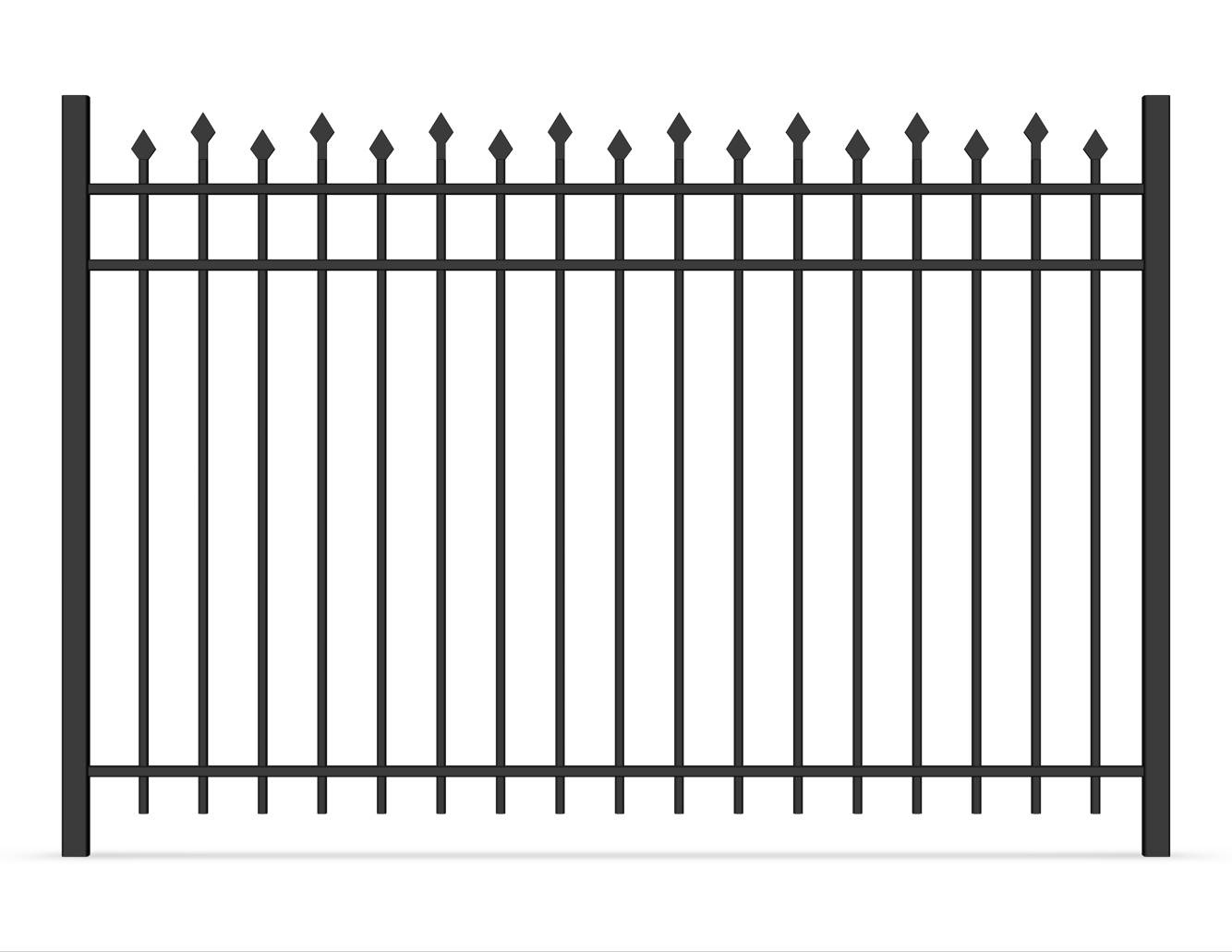 Alternating steel picket fence