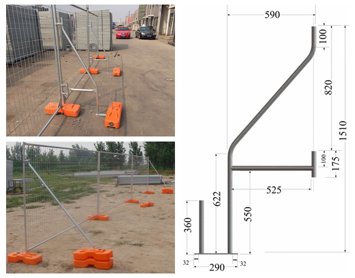 Temporary Fence Stays with drawing