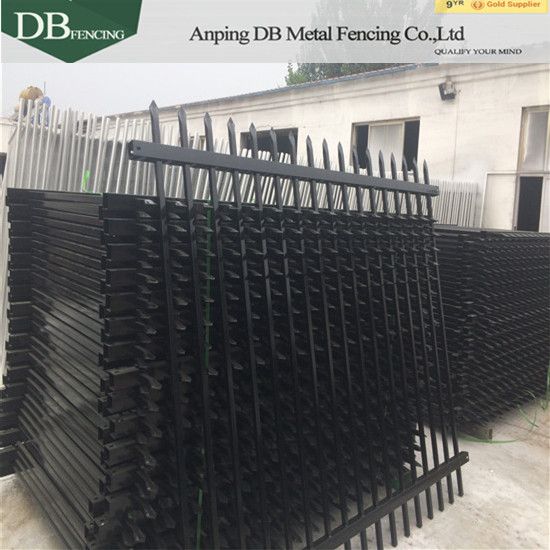 powder coated black steel fence