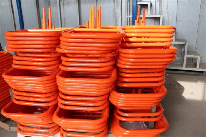 orange color of temporary chain link fence stands