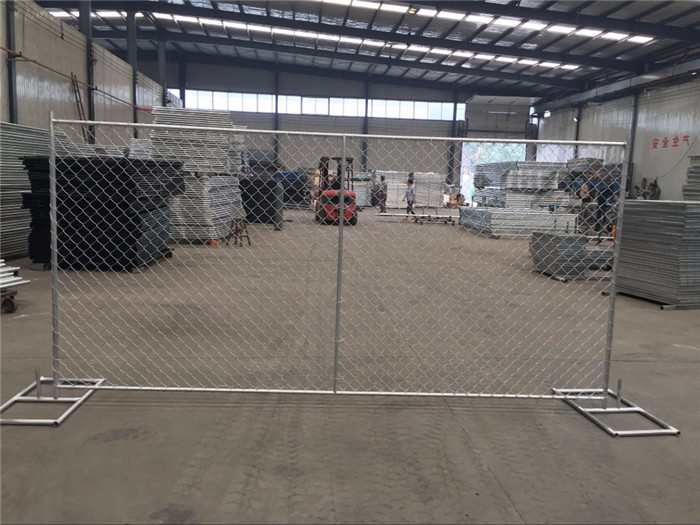 temporary chain link fence with stands installed in our workshop