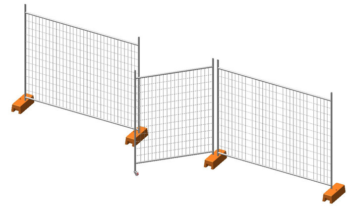 galvanized temporary fence drawing with gate and clamps