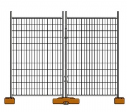 Temporary fencing panels 2100mm x 2400mm 28 microns pre-galvanized, Base, Clamps and Gate